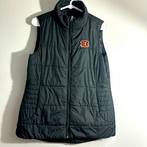 💚5 Bengals NFL Full Zip Puffer Vest Black Quilted Women’s Large